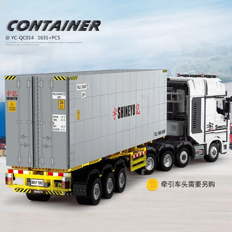Building Blocks MOC Heavy Container Trailer Truck Bricks Toys QC14 - 2