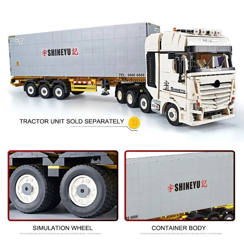 Building Blocks MOC Heavy Container Trailer Truck Bricks Toys QC14 Construction Set Toys - 3