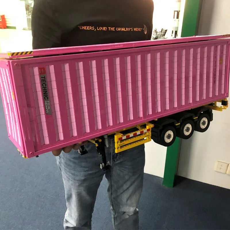 Container Trailers Toy MOC Heavy Trailer Container Building Blocks QC013