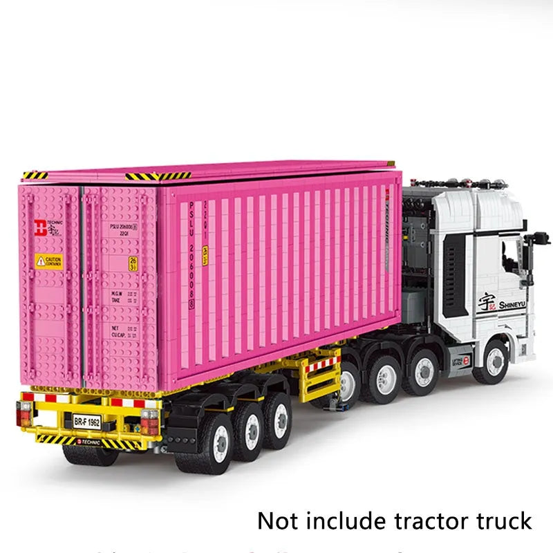 Container Trailers Toy MOC Heavy Trailer Container Building Blocks QC013
