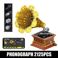 Thumbnail for Building Blocks MOC Ideas RC APP Retro Phonograph Bricks Toys - 3
