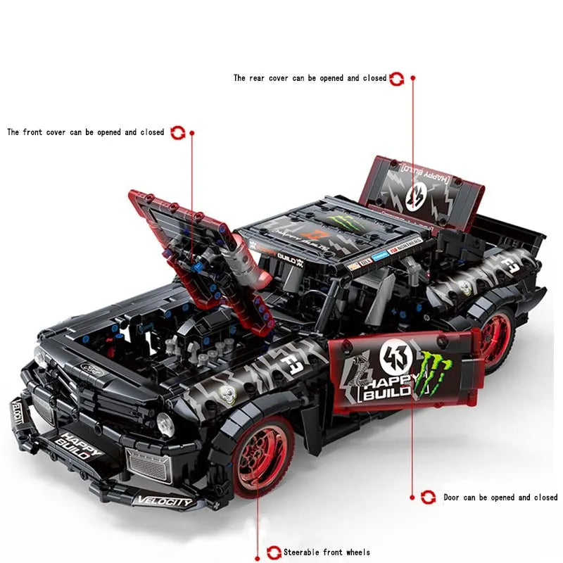 Building Blocks MOC Mustang Hoonicorn V2 Classic Racing Car Bricks Toy QC005 - 6