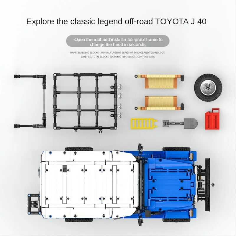 Building Blocks MOC Off Road Toyota FJ40 SUV Bricks Toys QC012 - 6