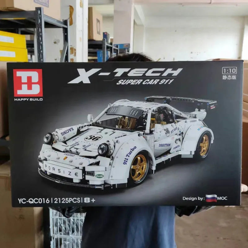 Building Blocks MOC Porsche 911 Widebody Classic Racing Car Bricks Toy QC016 Construction Set Toys - 10