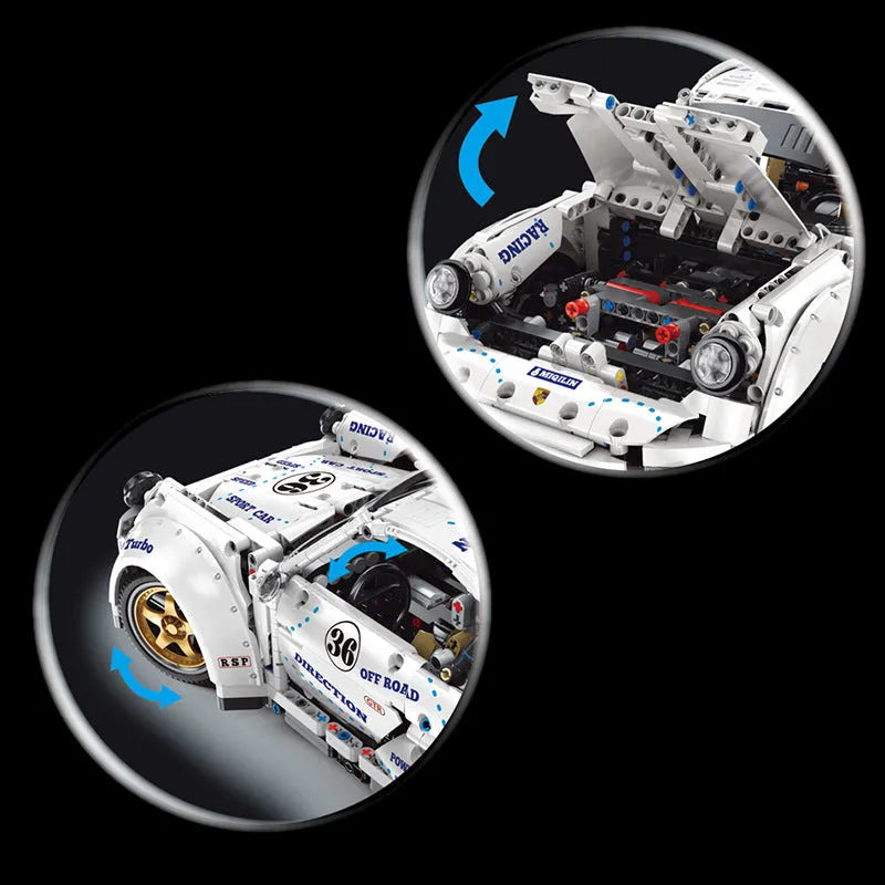 Building Blocks MOC Porsche 911 Widebody Classic Racing Car Bricks Toy QC016 - 5