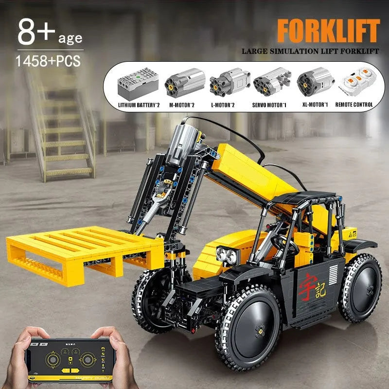 Building Blocks MOC RC APP Motorized Lift Forklift Truck Bricks Toys - 2