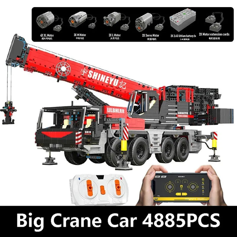 Building Blocks MOC RC APP Motorized Mobile Crane Truck Bricks Toy Construction Set Toys - 1