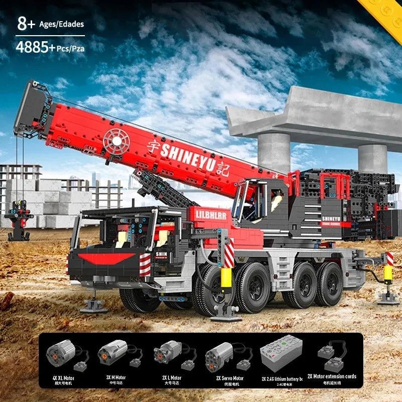 Building Blocks MOC RC APP Motorized Mobile Crane Truck Bricks Toy Construction Set Toys - 9