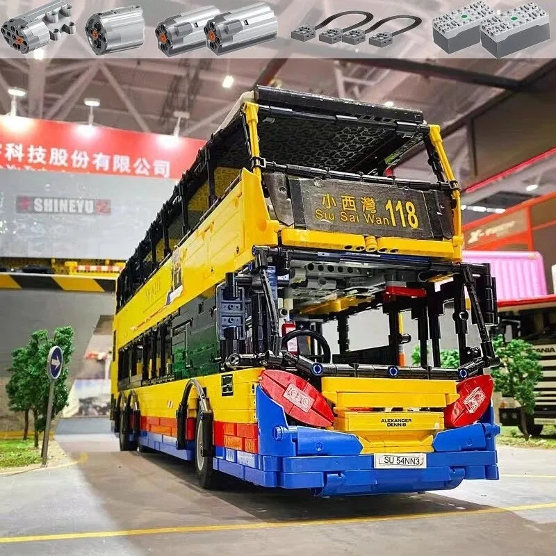 Building Blocks MOC RC Motor Double Decker Bus Bricks Toys QC015 - 8