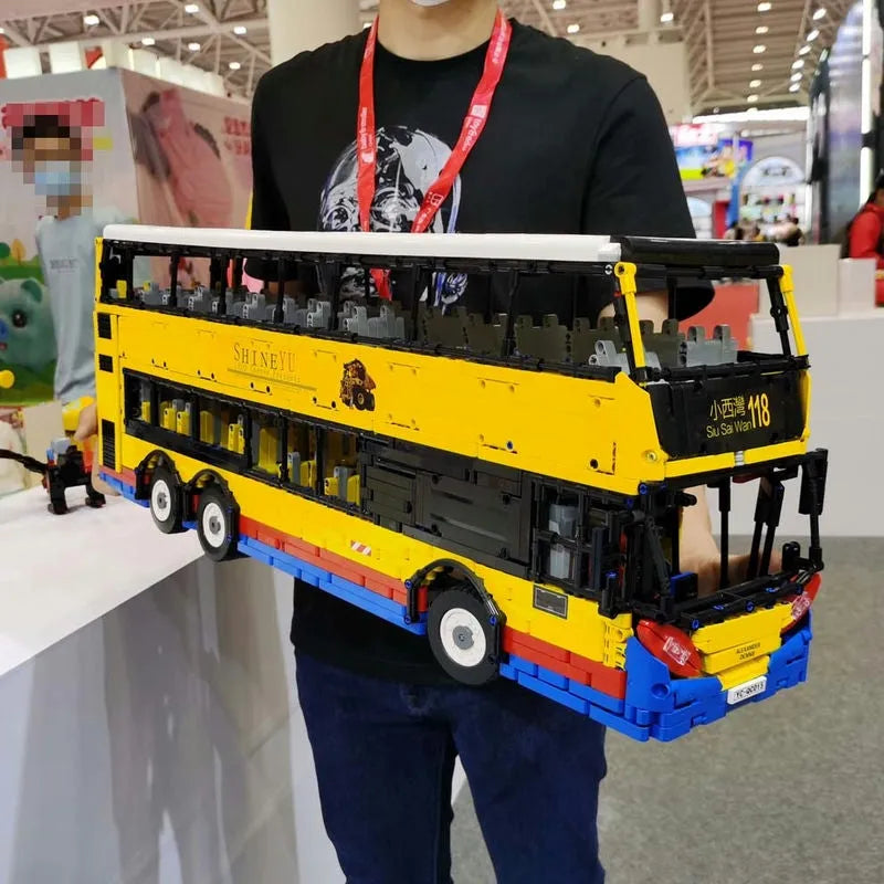 Building Blocks MOC RC Motor Double Decker Bus Bricks Toys QC015 - 14