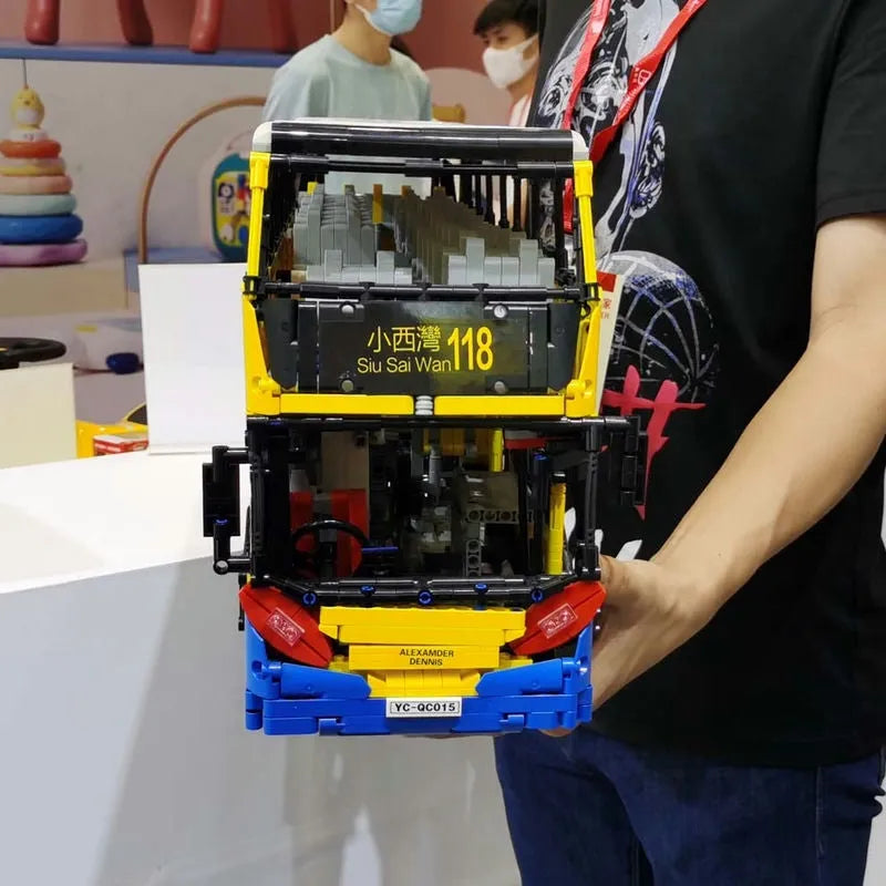 Building Blocks MOC RC Motor Double Decker Bus Bricks Toys QC015 - 13