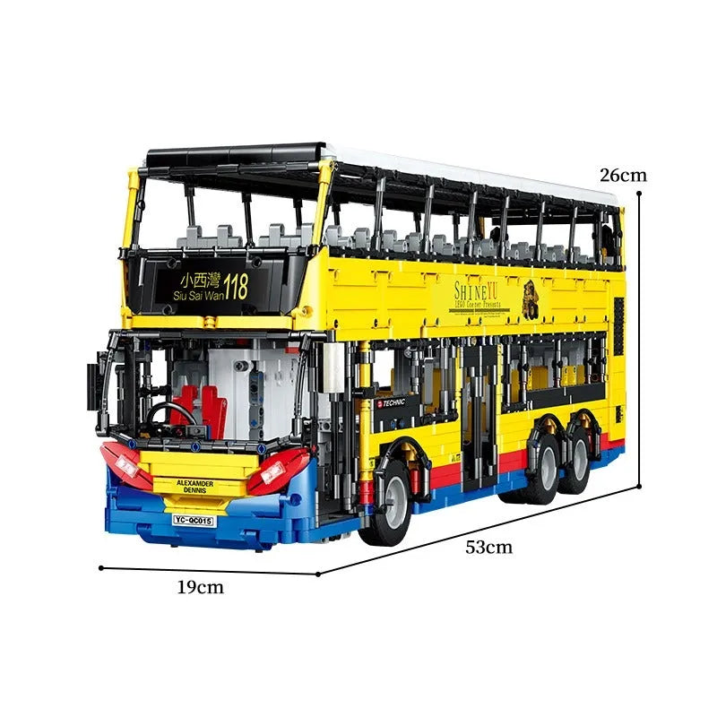 Building Blocks MOC RC Motor Double Decker Bus Bricks Toys QC015 - 4