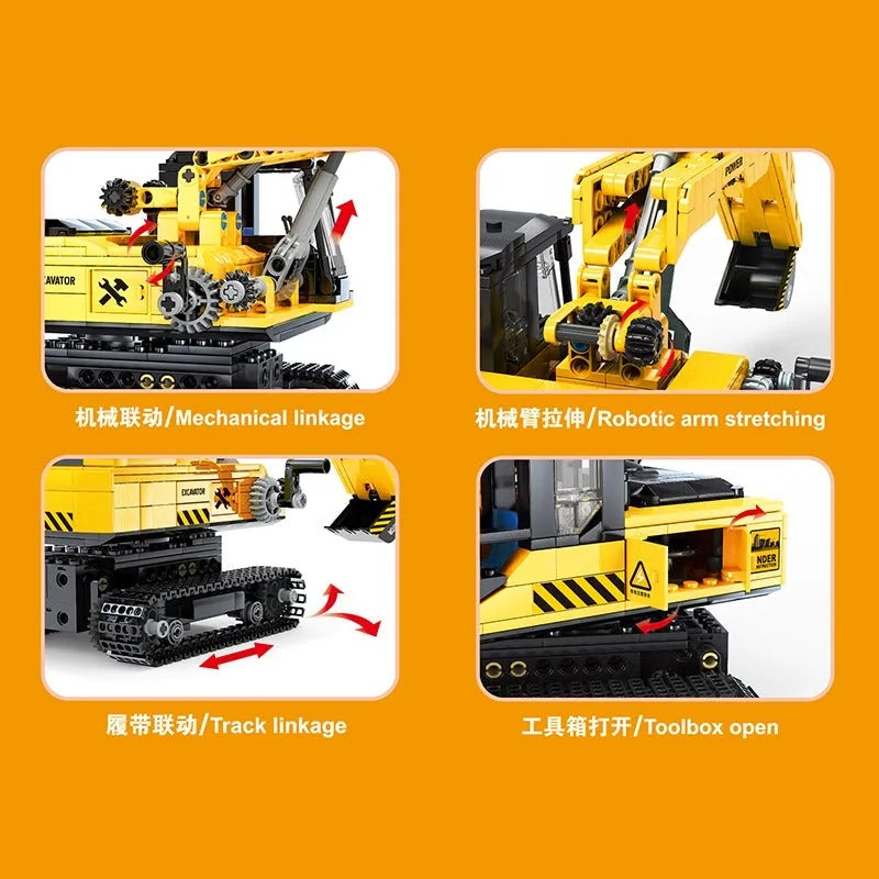 Building Blocks MOC RC STEM Mini Excavator Truck Bricks Toys 33001 Construction Set Toys - 5
