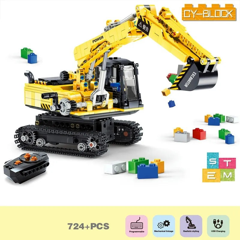 Building Blocks MOC RC STEM Mini Excavator Truck Bricks Toys 33001 Construction Set Toys - 4