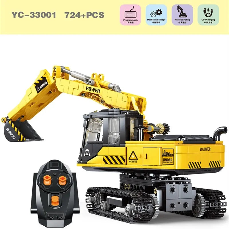 Building Blocks MOC RC STEM Mini Excavator Truck Bricks Toys 33001 Construction Set Toys - 2