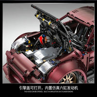 Thumbnail for Building Blocks Tech MOC 23005 Super Red Turbo Racing Car Bricks Toy - 12