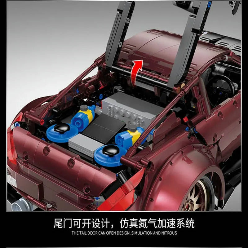 Building Blocks Tech MOC 23005 Super Red Turbo Racing Car Bricks Toy - 14