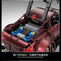 Thumbnail for Building Blocks Tech MOC 23005 Super Red Turbo Racing Car Bricks Toy - 14