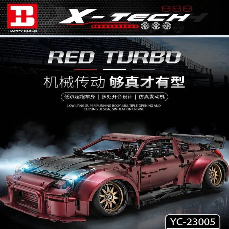 Building Blocks Tech MOC 23005 Super Red Turbo Racing Car Bricks Toy - 2