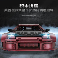 Thumbnail for Building Blocks Tech MOC 23005 Super Red Turbo Racing Car Bricks Toy - 11