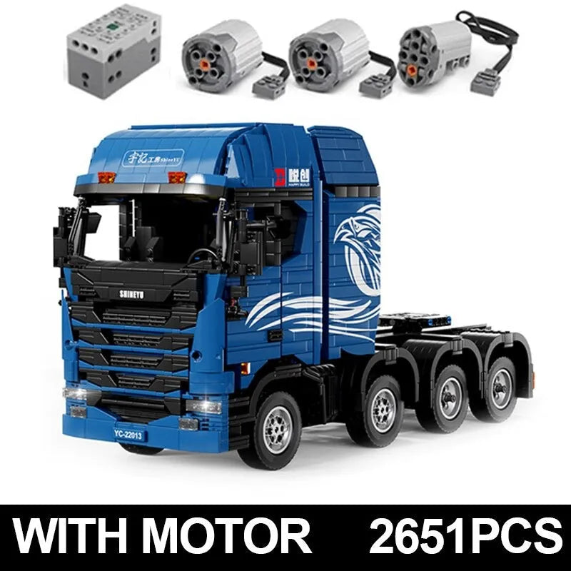 Building Blocks Tech MOC APP Motorized RC Trailer S Truck Bricks Toy Construction Set Toys - 1