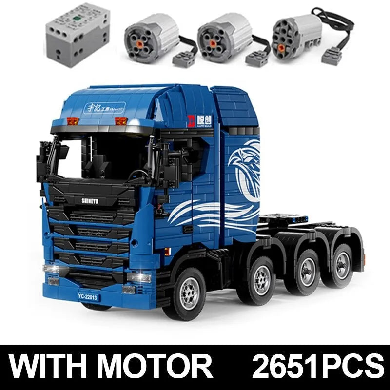 Building Blocks Tech MOC APP Motorized RC Trailer S Truck Bricks Toy - 1