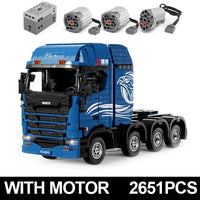 Thumbnail for Building Blocks Tech MOC APP Motorized RC Trailer S Truck Bricks Toy Construction Set Toys - 1