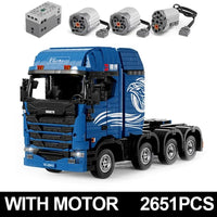 Thumbnail for Building Blocks Tech MOC APP Motorized RC Trailer S Truck Bricks Toy - 1
