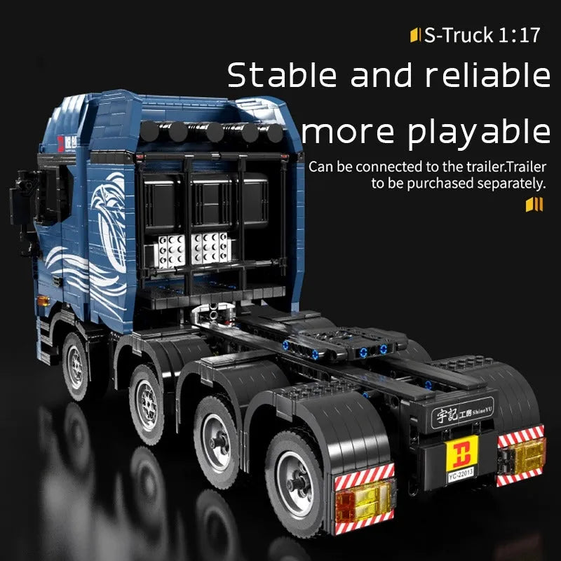 Building Blocks Tech MOC APP Motorized RC Trailer S Truck Bricks Toy - 5