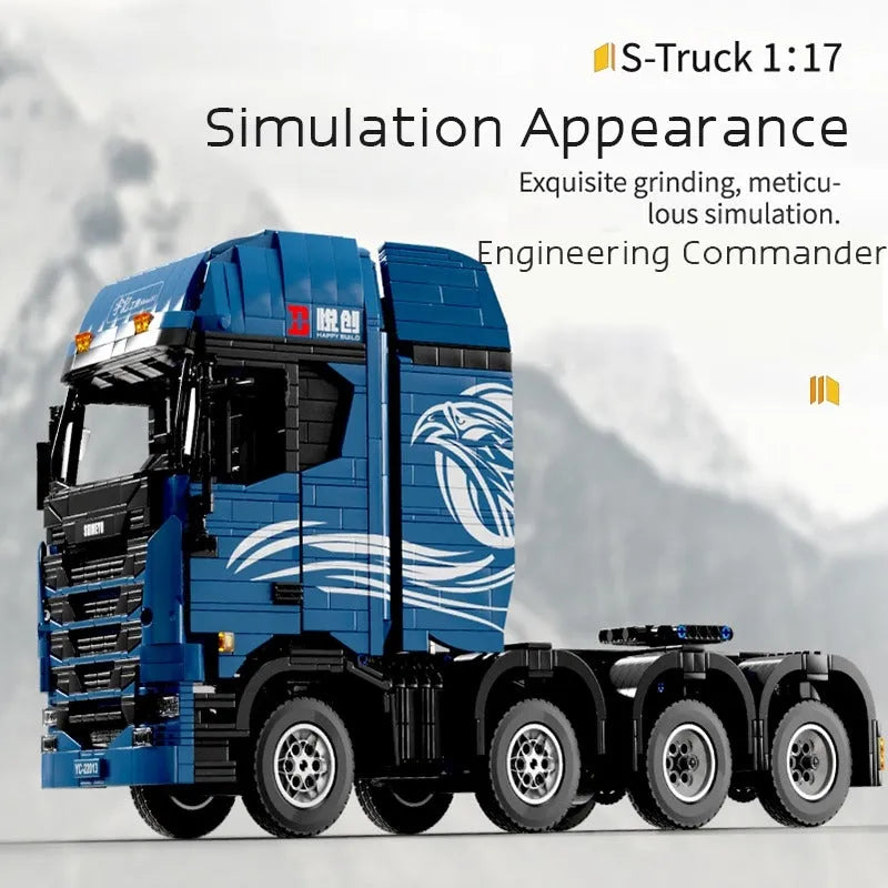 Building Blocks Tech MOC APP Motorized RC Trailer S Truck Bricks Toy Construction Set Toys - 6