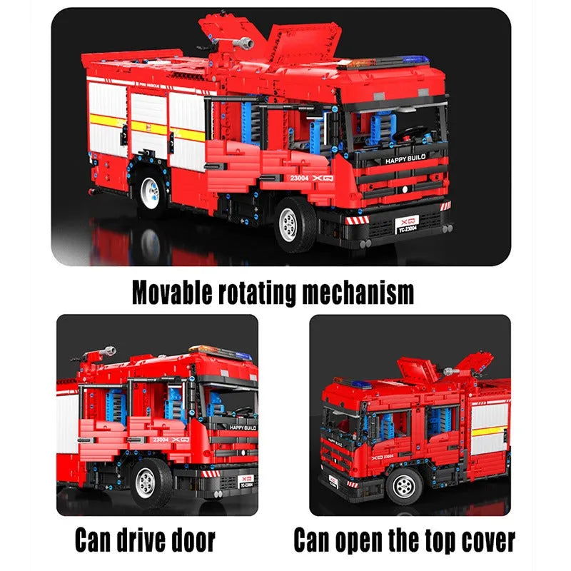 Building Blocks Tech MOC APP Motorized RC Water Jet Fire Truck Bricks Toy - 11