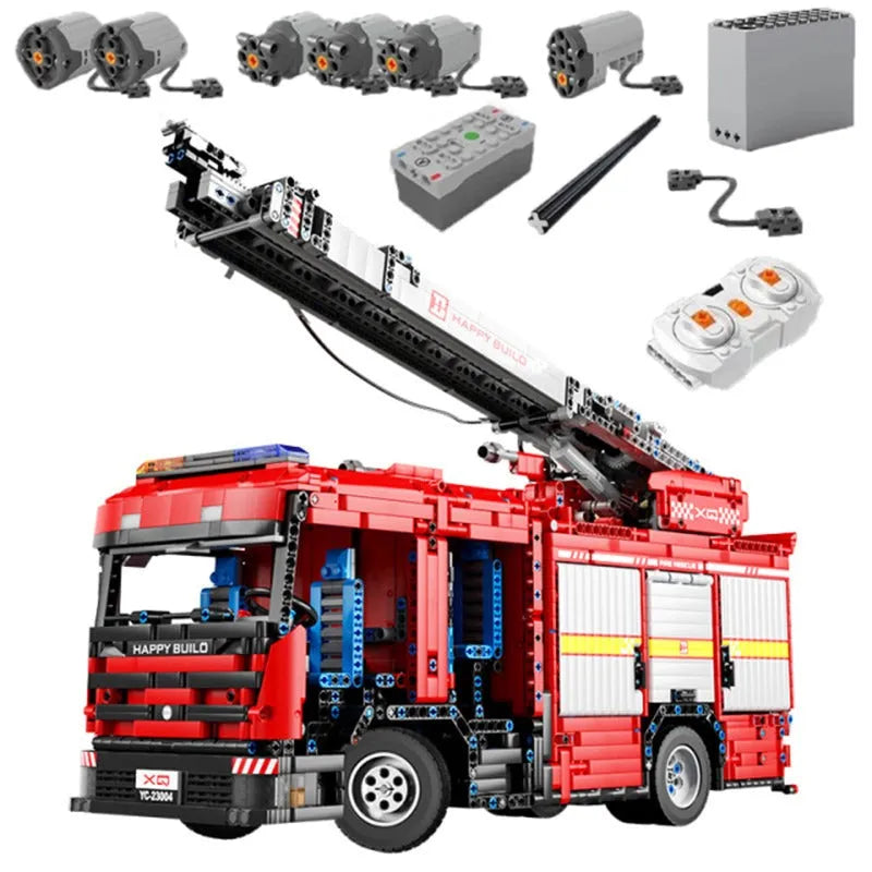 Building Blocks Tech MOC APP Motorized RC Water Jet Fire Truck Bricks Toy - 8