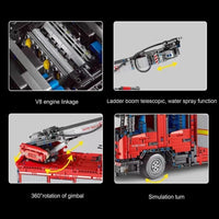 Thumbnail for Building Blocks Tech MOC APP Motorized RC Water Jet Fire Truck Bricks Toy - 5