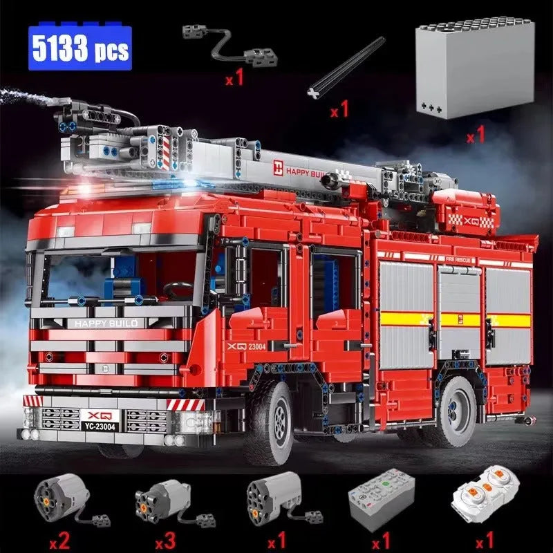 Building Blocks Tech MOC APP Motorized RC Water Jet Fire Truck Bricks Toy - 3