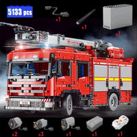 Thumbnail for Building Blocks Tech MOC APP Motorized RC Water Jet Fire Truck Bricks Toy - 3