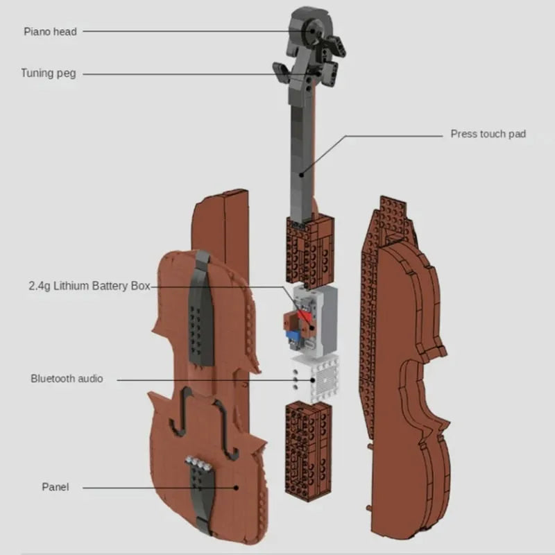 Building Blocks Tech MOC Expert APP RC Motorized Dream Violin Bricks Toy - 5