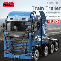 Thumbnail for Building Blocks Tech MOC Expert Heavy S Trailer Truck Bricks Toys - 2