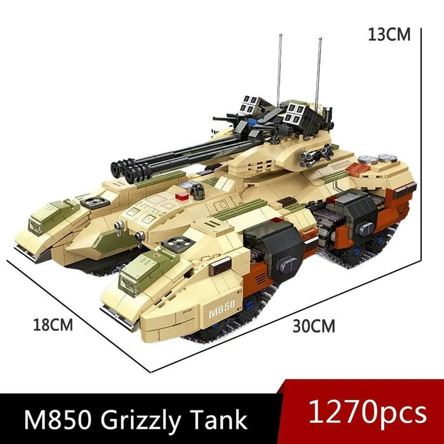 Building Blocks Army MOC Military M850 Grizzly Tank Bricks Toy - 5