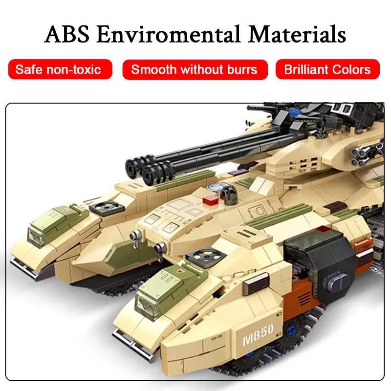 Building Blocks Army MOC Military M850 Grizzly Tank Bricks Toy - 3