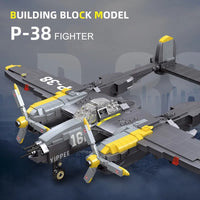 Thumbnail for Building Blocks Block WW2 P38 Bomber Aircraft Bricks Toys - 7