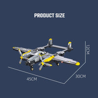 Thumbnail for Building Blocks Block WW2 P38 Bomber Aircraft Bricks Toys - 3