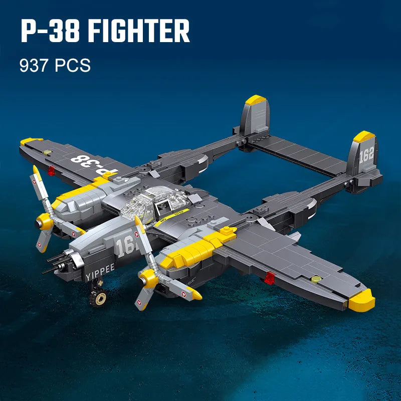 Building Blocks Block WW2 P38 Bomber Aircraft Bricks Toys - 2