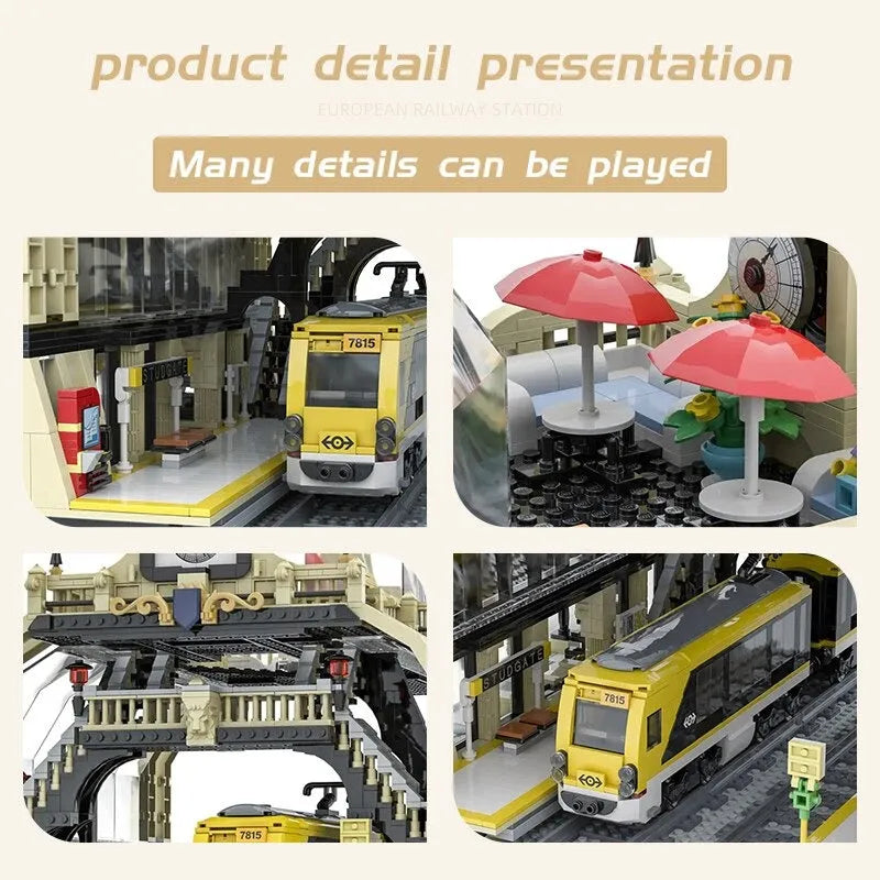 Building Blocks City Street Expert European Trains Station Bricks Toys - 10