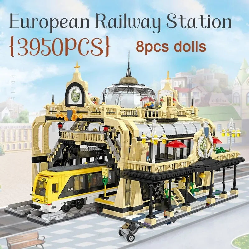 Building Blocks City Street Expert European Trains Station Bricks Toys - 2