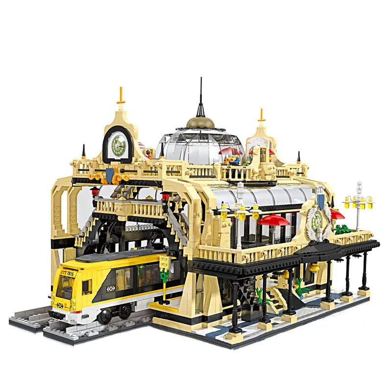 Building Blocks European Railway Station Bricks Toys