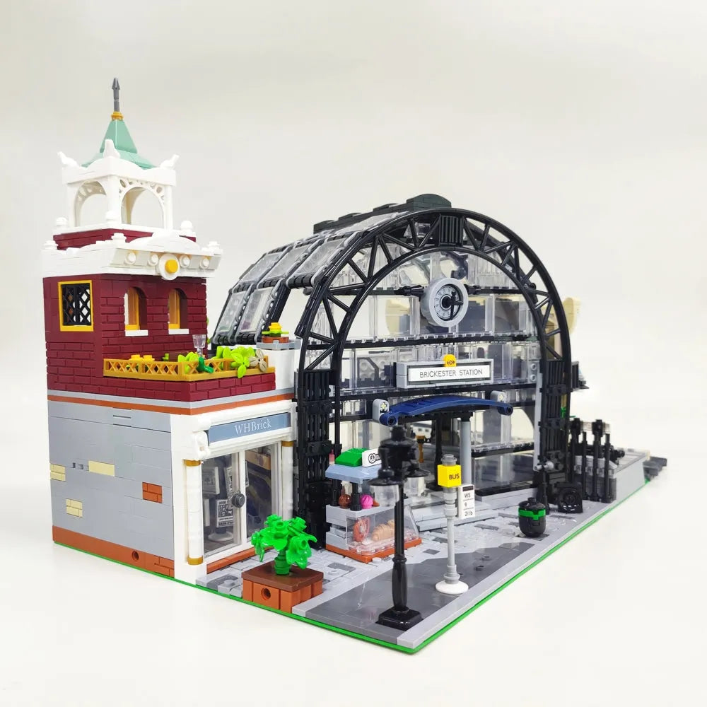 Custom LEGO Train Station IMPROVED with Raised & Ground Line Service 