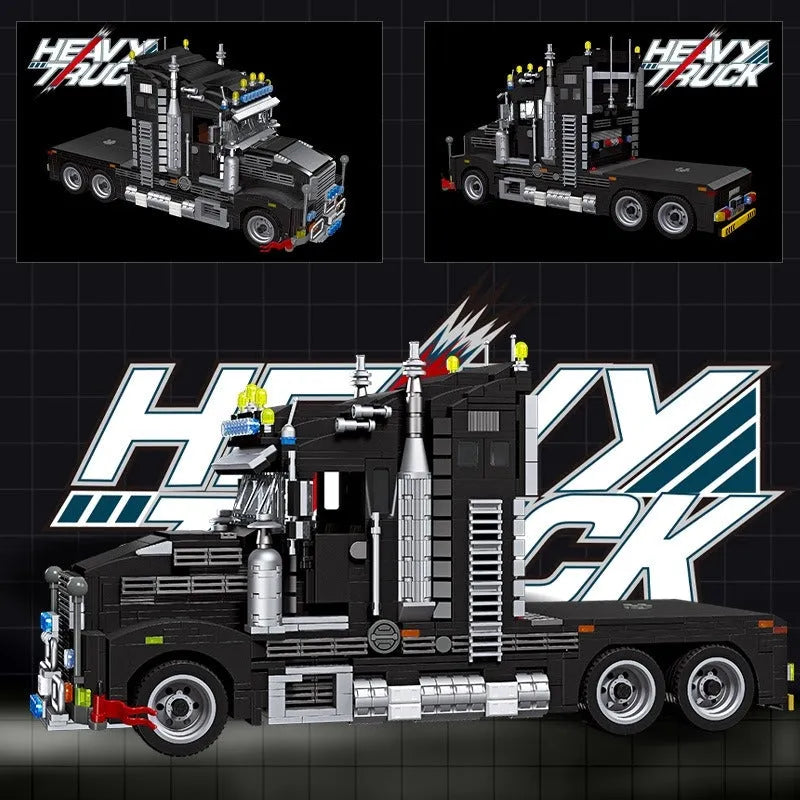 Building Blocks Creator Tech MOC Heavy Duty Black Truck Bricks Toys - 3