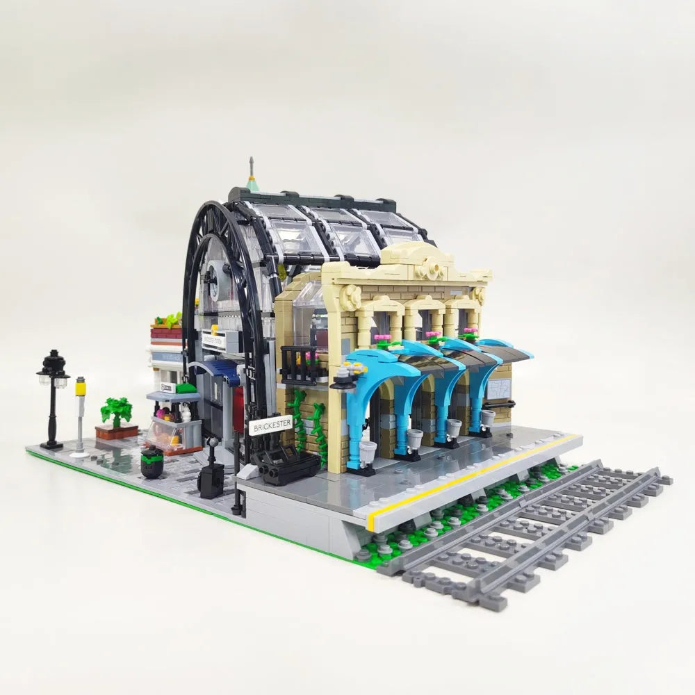 Building Blocks Expert Creator Train Station Meeting Point Bricks Toy EU Construction Set Toys - 4