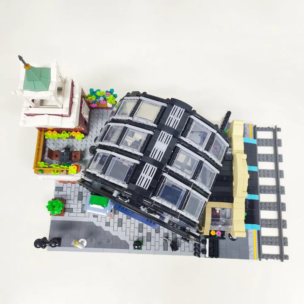 Building Blocks Expert Creator Train Station Meeting Point Bricks Toy EU Construction Set Toys - 5