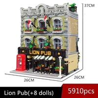 Thumbnail for Building Blocks Expert MOC 89107 Lion Pub Club Bricks House Kids Toys - 4